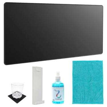 Imagem de Kit Mouse pad Grande, Suporte Para Tela, Produtos De Limpeza e Apoio-Copo (PRETO)
