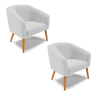 Imagem de Cadeira Sala De Jantar Pé Palito Castanho Kit 2 Stella Linho D03 - D`rossi Cor Cinza