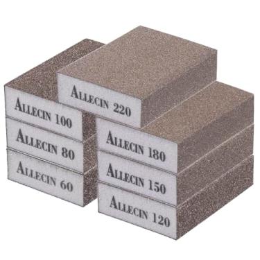 Imagem de ALLECIN Esponja de lixa 60 80 100 120 150 180 220 grãos reutilizáveis e laváveis bloco de areia seca molhada grossa média fina blocos de lixa para madeira drywall metal artesanato (pacote com 7 peças)