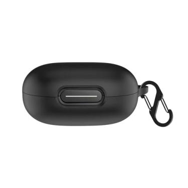 Imagem de VAEKNVG Capa de silicone compatível com Anker Soundcore Sport X20, capa protetora à prova de choque para fones de ouvido com mosquetão (preta)