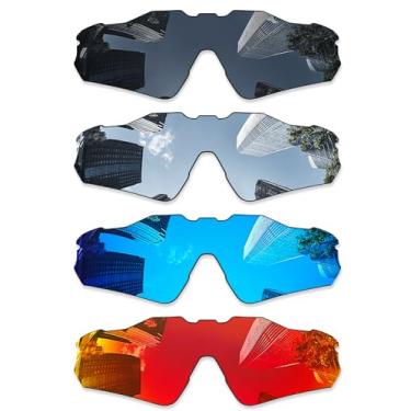 Imagem de Combine8 4 peças de lentes de substituição ploarizadas para óculos de sol Oakley Radar EV Path OO9208/Radar EV Path Asian Fit (AF) OO9275 - Preto + Titânio prateado + Azul gelo + Vermelho fogo