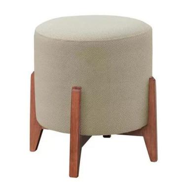 Imagem de Banqueta Puff Thor Luxo Madeira Maciça - Capuccino - Gran Decore