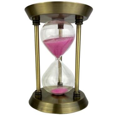 Imagem de Ampulheta Decorativa 30 Minutos em Metal Tamanho Médio 22,5 cm - Rosa 