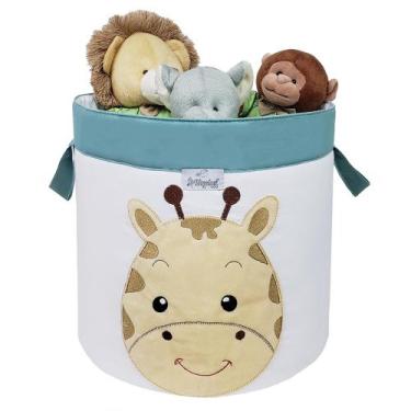 Imagem de Cesto Organizador Brinquedo Bordado Girafa Verde Malva - Loja Baby