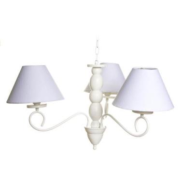 Imagem de Lustre 3L Clássico Haste Madeira Branco Quarto Bebê Infantil Menina Me