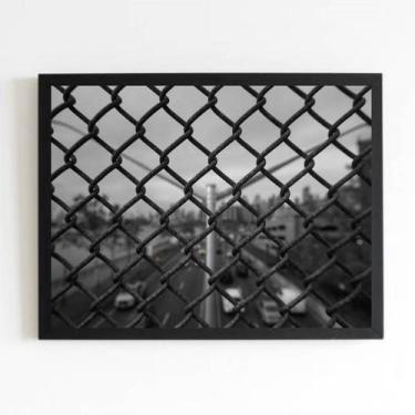 Imagem de Quadro Fotografia Grade 24x18cm - com vidro - Quadros On-line, Madeira