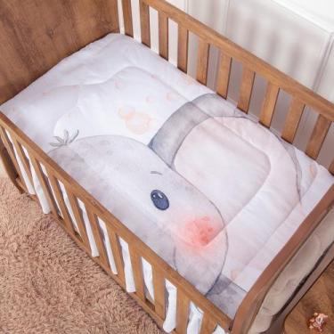Imagem de Edredom de Berço Elefante Carinhoso Salmão Dupla Face - Miguel Baby
