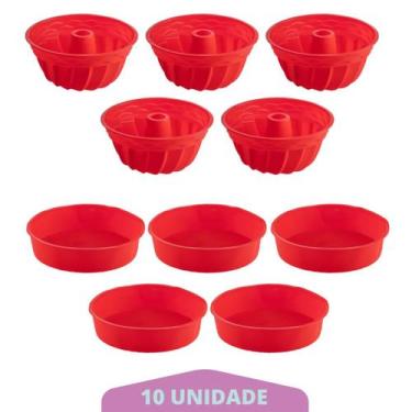 Imagem de 5 Kit Forma Espiral + Forma Redonda Sortida Pudim Silicone - QUALITY H