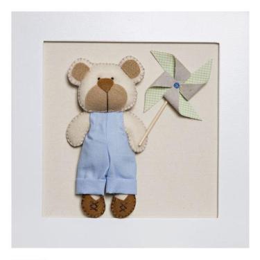 Imagem de Quadro Decorativo Ursinho Com Catavento Quarto Bebê Infantil Menino - 
