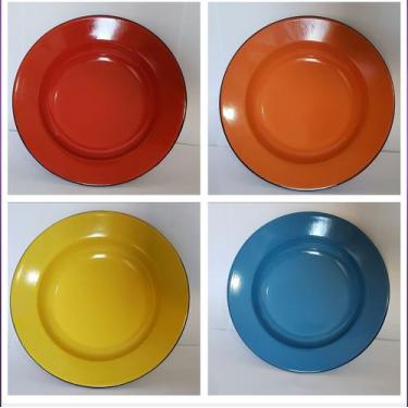 Imagem de Prato Esmaltado Cor Sortido N.22 Metallouça  Kit 4 Unidades