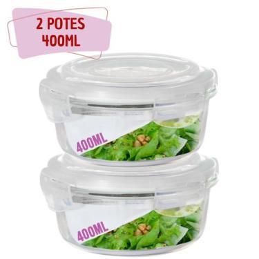 Imagem de Kit 2 Pote Tampa Hermetica 400ml Redondo de Vidro Multiuso - QUALITY H