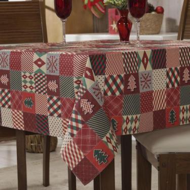 Imagem de Toalha De Mesa Natal 4 Lugares Quadrada Estampada Papai Noel - MH Enxo