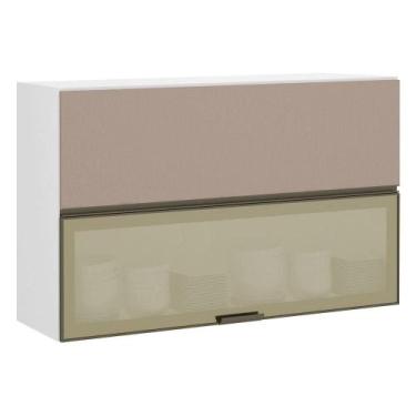 Imagem de Armário Basculante 120cm 2 Portas E C/Vidro Reflecta Bronze - LUCIANE 