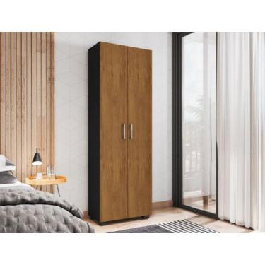 Imagem de Estante 5 Prateleiras Livreiro Cor Preto Com Portas Grandes - Móveis L