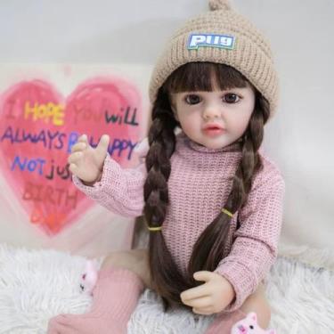 Imagem de Brinquedo Boneca Felicia Silicone 55 cm Roupa de Linho - Toys