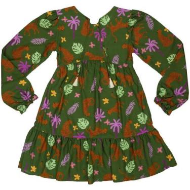 Imagem de Vestido Juvenil Look Jeans Viscose Estampada Verde - UNICA - 12, 12, V