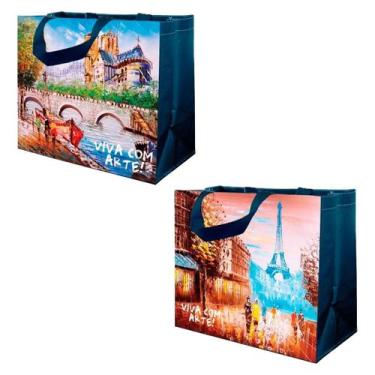 Imagem de Sacola De Ráfia 35x40x18cm Estampas Sortidas (2 Unidades) - B4U