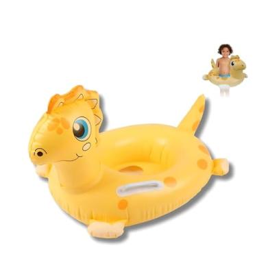 Imagem de Boia Dinossauro Com Alça E Fralda Infantil Piscina Mar (AMARELO)