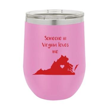 Imagem de Copo de vinho Someone in Virginia Loves Me, copo de vinho de aço inoxidável de 340 g, presentes para ele, para ela, para meninos, para meninas, aniversário, ideia de presente de Natal (roxo claro)