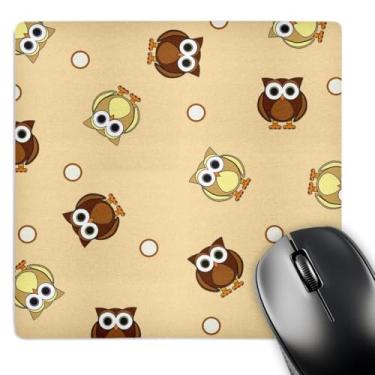 Imagem de 3dRose LLC Mouse pad 20,3 x 20,3 x 0,63 cm, estampa de coruja marrom fofa e pontilhada marrom (mp_28536_1)