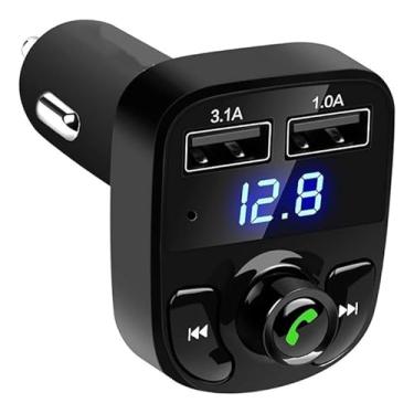 Imagem de Carregador Veicular com Transmissor FM e BLUETOOTH, 2 Portas USB 3.1A e 1.0A, Visor LED