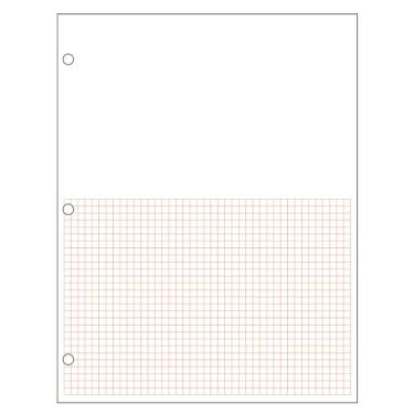 Imagem de Geyer Instructional Products - Papel gráfico métrico, quadrados de metade inferior de 1/2 cm, metade em branco superior, dupla face, forro vermelho, resma de 500 folhas, três furos perfurados
