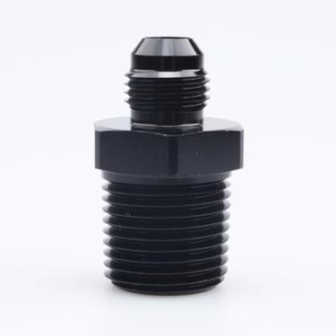 Imagem de Adaptador de mangueira macho de alumínio 6AN AN6 Flare para 1/2 NPT Conector de tubo de óleo de combustível, JIC 6AN 9/16-18 Macho flare para rosca macho NPT de 1/2" Preto anodizado