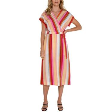 Imagem de Liverpool Vestido midi feminino com manga Dolman, Flor de baga multilistra, PP