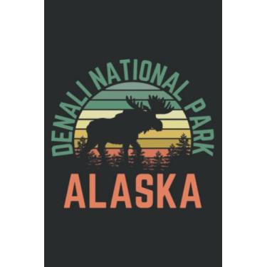 Imagem de Denali National Park Alaska Moose Hiking Nature Retro.pdf: Lined Journal Notebook with Memo Diary Subject Planner, 6x9 inches, 120 Pages