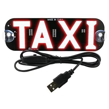 Imagem de Placa Letreiro Luminoso de Sinalização, Led TAXI (45 Leds) (VERMELHO) (DC 5V) com Ventosas para Fixação no Parabrisas e com Plug USB e Botão Liga e Desliga - Vermelho