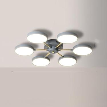 Imagem de DKRCPFNT Lustre Sputnik vintage dourado com acabamento cromado simples LED redondo de metal luminária suspensa de acrílico para cozinha, ilha e sala de jantar