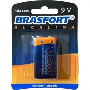 Imagem de Pilha Brasfort Alcalina 9V Bateria Cartela Com 1 Peca - 6304 - Kit C/1