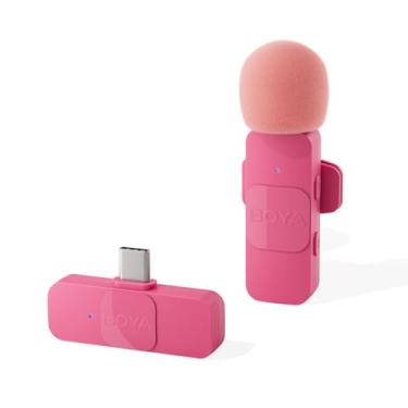 Imagem de BOYA BY-V10 USB-C Microfone de lapela sem fio Vlog, microfone de lapela sem fio para sm...