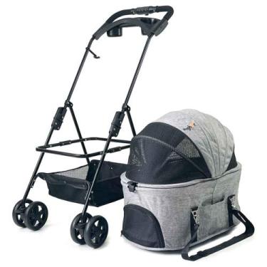 Imagem de Carrinho de passeio com berço removível para Pet, animal de estimação,