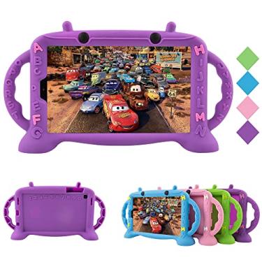 Imagem de CHIN FAI Capa infantil para Samsung Galaxy Tab A7 Lite 22.1 cm modelo 2021 (SM-T220/T225/T227), capa de silicone macio leve à prova de choque com suporte para Galaxy Tab A7 Lite 8,7 polegadas (roxa)