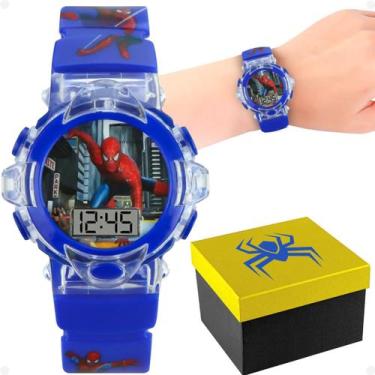 Imagem de relogio silicone led digital homemaranha infantil + caixa silicone her
