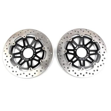 Imagem de 1 par de discos de freio dianteiros flutuantes compatíveis com Honda CB1 400 1989-1990, CB400SB CB400 SUPER BOL D'OR SUPER FOUR 2005, CB400SF 2002-2004, CB600 Hornet 600 1998-1999, motocicleta preta