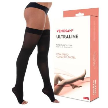 Imagem de Meia 7/8 Venosan Ultraline 4000 Compressão 20-30 Pe Aberto Preto, G