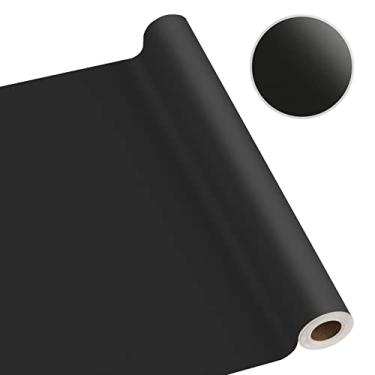 Imagem de Papel de parede preto 59,9 cm x 1,000 cm papel de contato preto fosco sólido película de vinil texturizado removível papel de parede autoadesivo para armários impermeáveis, revestimentos de parede