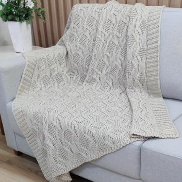 Imagem de Manta Trico Decorativa Sofa 120x150cm Usufruto Tricot cod001 Cor:PAPIRO
