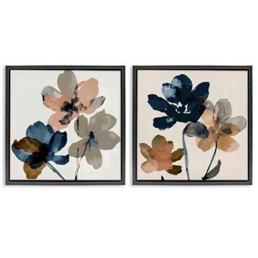 Imagem de Stupell Industries Conjunto de arte de parede em tela emoldurada com pétalas de flor de barro 2 peças por Irena Orlov, 25 x 25