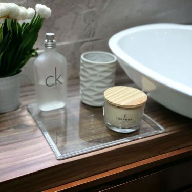 Imagem de Bandeja Diamantada Acrilico Cristal 20x20