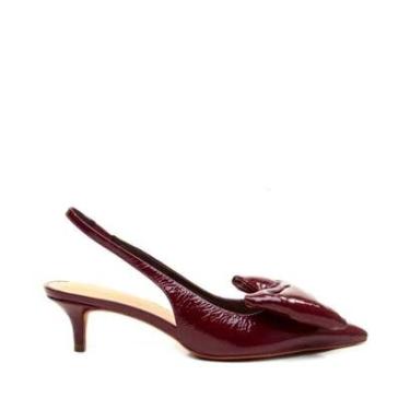 Imagem de Sapato Cecconello Slingback Couro Bordô Salto Baixo-Feminino