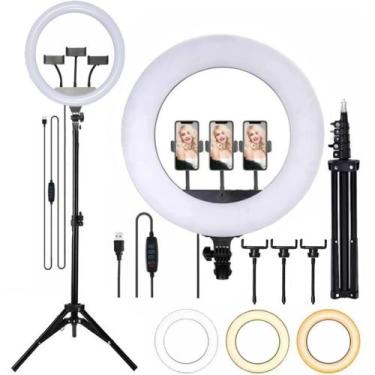 Imagem de Ring Light LED 14 Polegadas com Tripé Ajustável - Perfeito para Criado