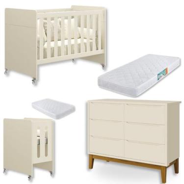 Imagem de Quarto de Bebê Berço Evolution + Cômoda 6 Gvts + 02 Colchões - Reller 