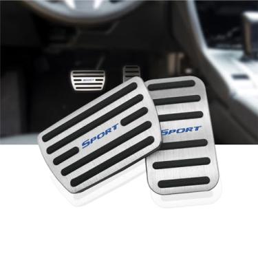 Imagem de NYZAUTO Almofadas de pedal de desempenho antiderrapantes compatíveis com Honda 10ª geração Civic, capas de pedal de freio e acelerador de alumínio sem perfuração prata-azul