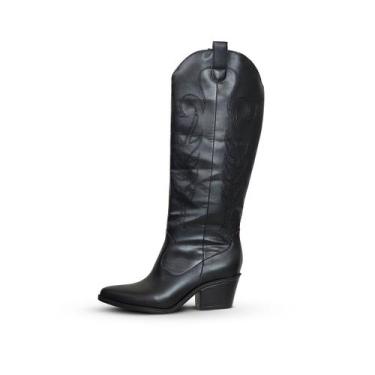 Imagem de Bota Feminina Texana Country Preta - Jessica Leal Shoes, Preto, 35