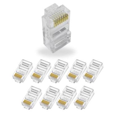 Imagem de Kit 10 Conector RJ45 Macho 8 Vias Plug de Rede - IMPORTADO