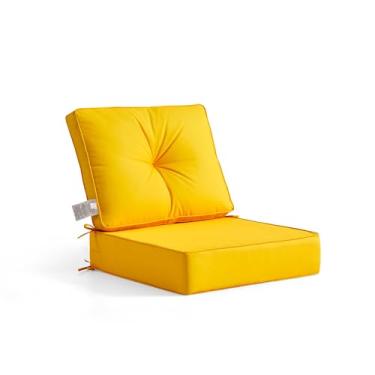 Imagem de ADLIVWYD Conjunto de almofadas para cadeira ao ar livre, Costas: 61 cm x 45 cm e assento: 61 cm x 60 cm x 15 cm, impermeável e resistente ao desbotamento assento profundo e almofada traseira com laços