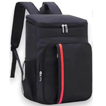 Imagem de Mochila Bolsa Térmica Cooler de Grande Capacidade 20L lancheira Portátil expansível com isolamento, impermeável, à prova de vazamento, bolsa térmica com alça de ombro PREMIUM (Preto)